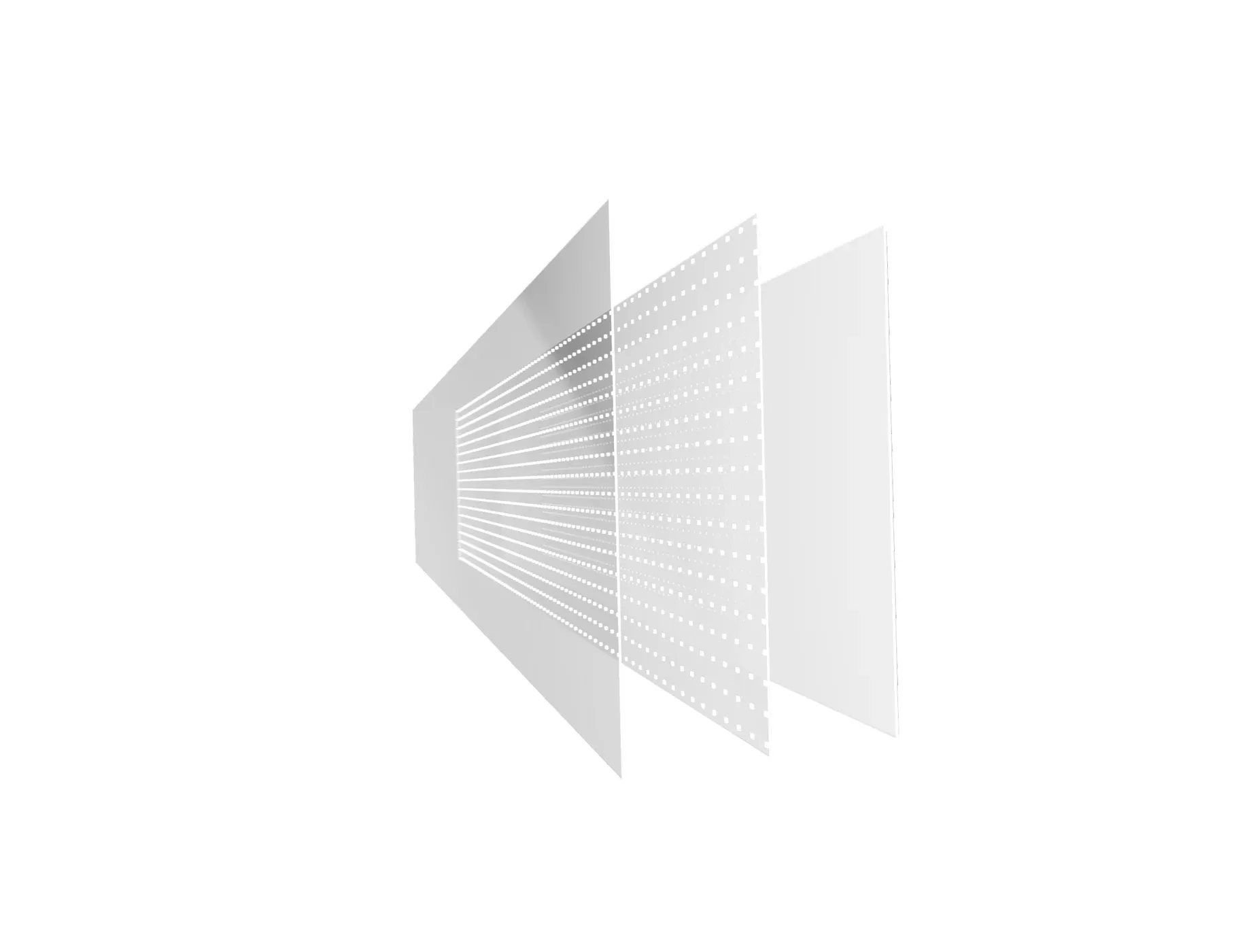 Exploded product illustration of LED layers integrated into laminated glass
