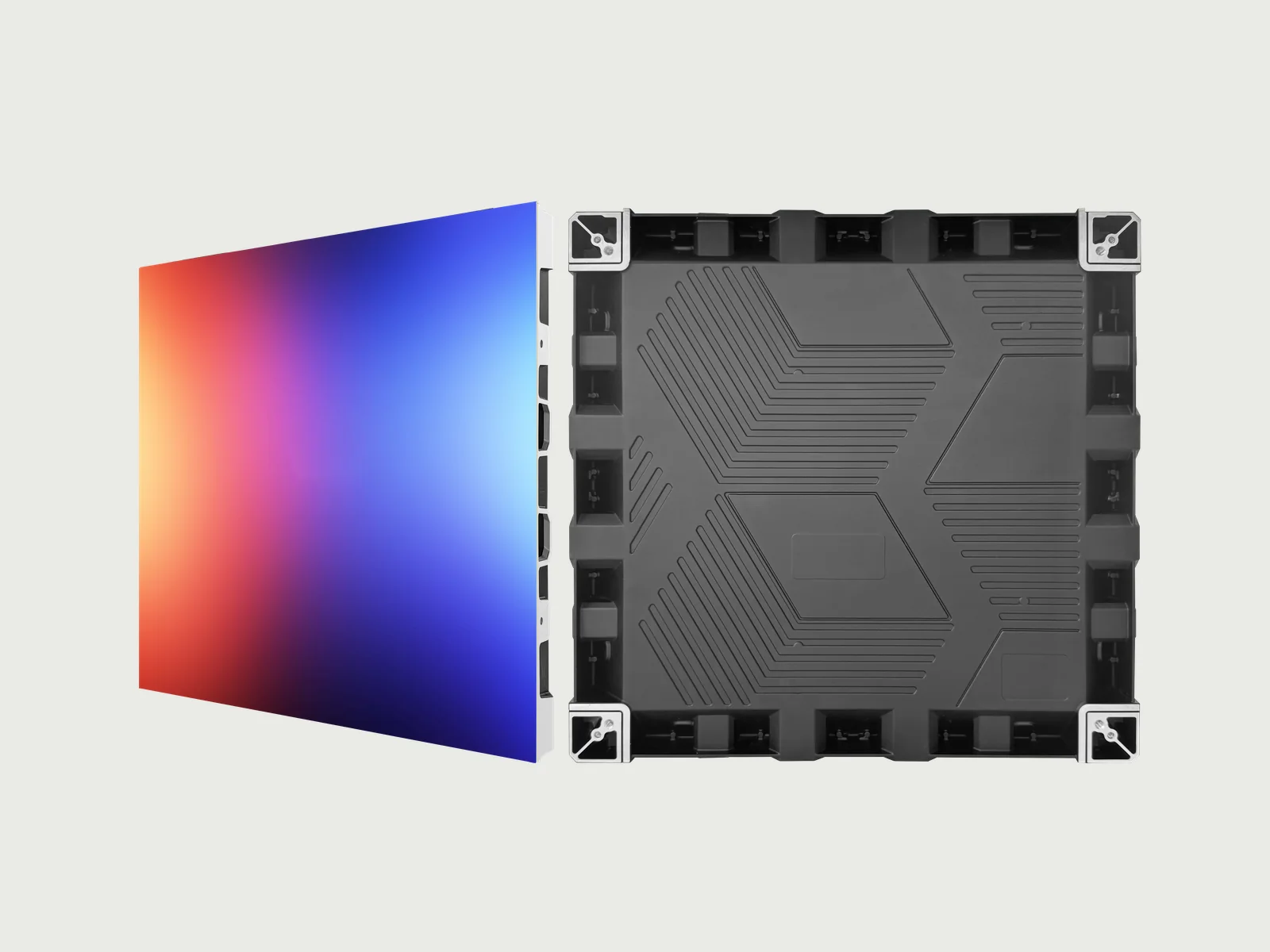 X Series modular indoor LED cabinet shown as front and rear panels